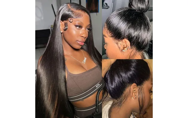Ompretty 360 Straight Invisi Draw Strings Wear Go Glueless Pre-bleached And Pre-cut Lace Human Hair Wig