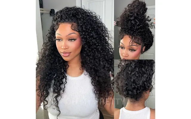Ompretty 360 Water Wave Invisi Draw Strings Wear Go Glueless Pre-bleached And Pre-cut Lace Human Hair Wig