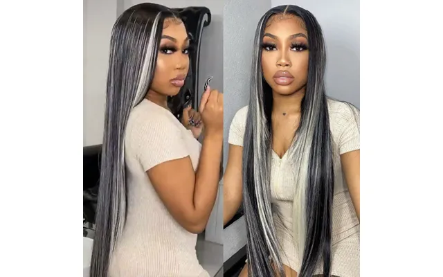 Platinum Blonde Highlights Straight 13*4 Lace Front Wig Human Hair Wigs