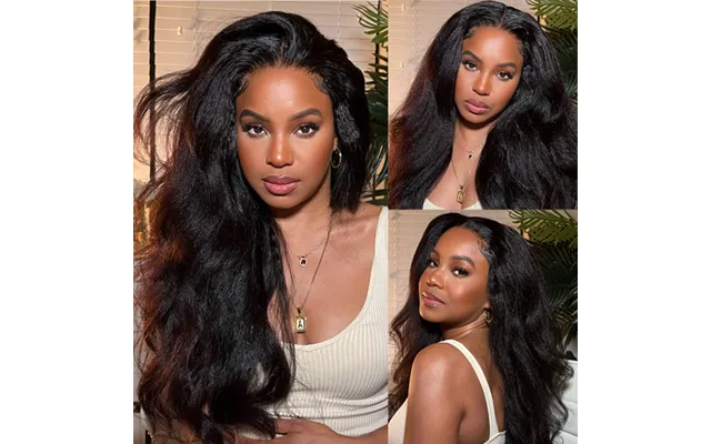 Pre Bleached Knots Kinky Straight 13x4 Hd Lace Front Wig With Pre-plucked Edges