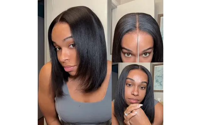 Ultra Natural Wear Go Layered Cut Yaki Straight Invisi Draw Strings Silky Bob 9x6 Tpart Lace Glueless Wig Classic & Chic