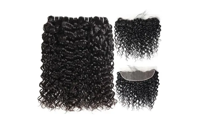 Water Wave Hair 13*4 Lace Frontal With 3 Bundles