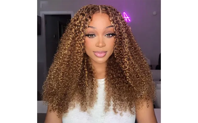 Wear Go Glueless Highlight Brown Kinky Curly 7x5 Lace Wig With Pre-plucked Hairline