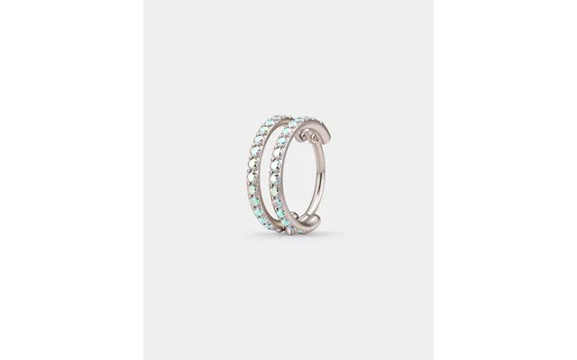 20g Double Row Ab Cz Segment Nose Hoop - Silver 8mm