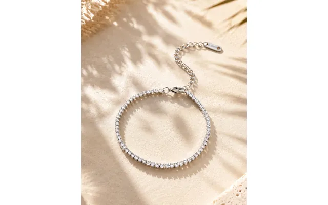 2mm Clear Cz 18k Plated Tennis Bracelet - Silver