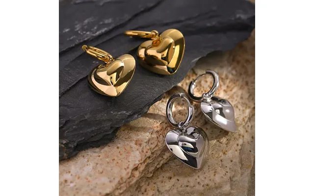 2pcs Hollow Bubble Heart Charm Dropped Hoop Earrings - Sliver