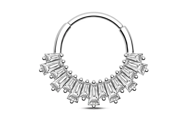 Baguette Clear Green Cz Septum Ring - Clear Cz 8mm