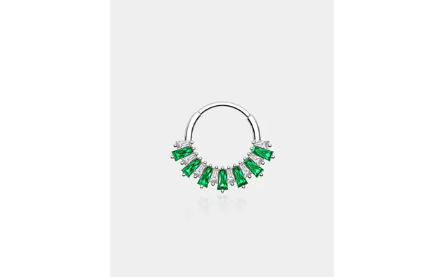 Baguette Clear Green Cz Septum Ring - Green Cz 8mm