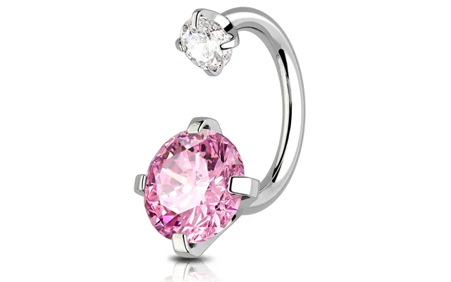 Cz Horseshoe Internally Threadless Cartilage Ring - Bigger Cz W Pink