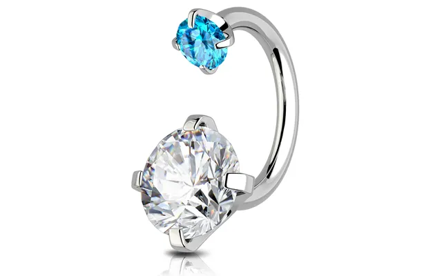 Cz Horseshoe Internally Threadless Cartilage Ring - Blue