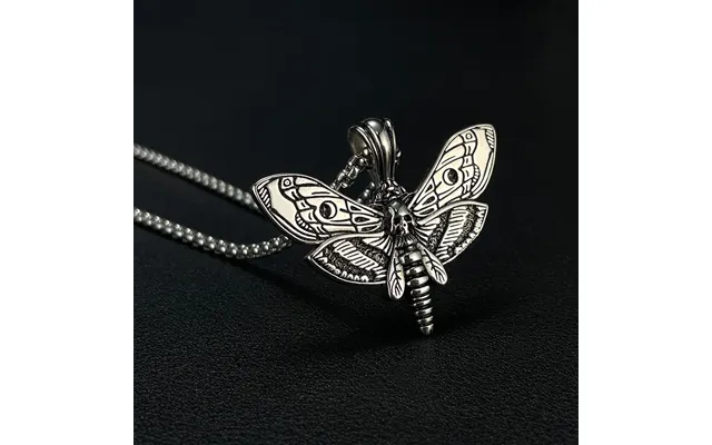 Death Moth Vintage Skeleton Necklace - Silver