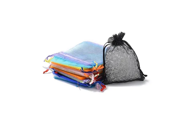 20pcs 10 Colors Rectangle Organza Drawstring Bags