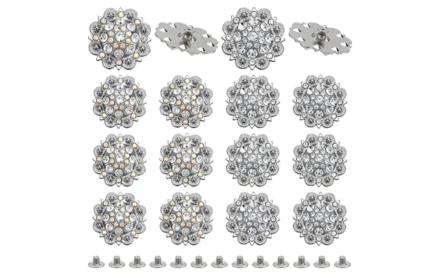 20pcs 2 Colors Flower Zinc Alloy & Rhinestone & Glass Rivets