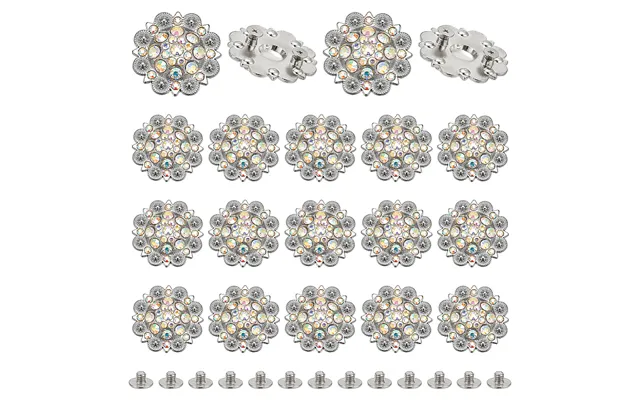 20pcs Flower Zinc Alloy & Rhinestone & Glass Rivets