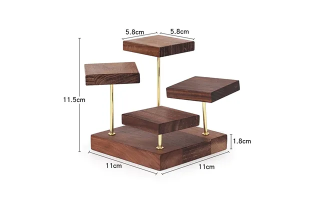 4-tier Square Wood Jewelry Ring Display Riser Rack