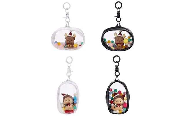 4pcs 4 Styles Mini Oval Transparent Pvc Zipper Coin Purse Wallets Bags With Clasps And Balls