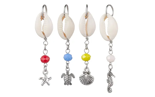 4pcs 4 Styles Natural Cowrie Shell Pendant Decorations
