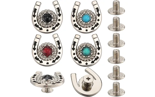 8 Sets 4 Colors Zinc Alloy & Resin Coin Screw Rivet