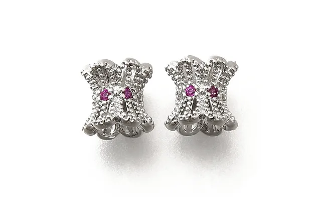 Brass Micro Pave Magenta Cubic Zirconia Beads