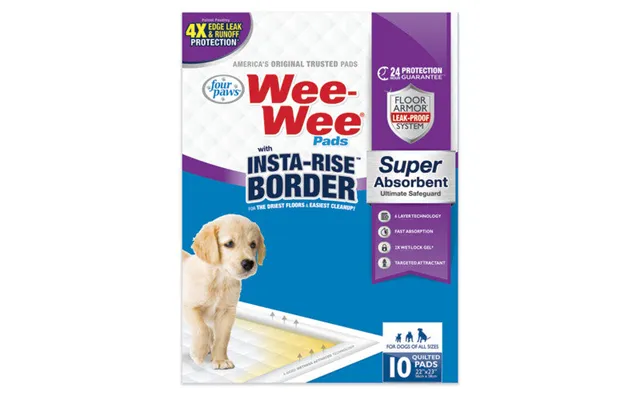 Four Paws, Four Paws Wee-wee Pads With Insta-rise Border - Dog Pee Pads, Insta-rise Border, 1 Each 10 Count