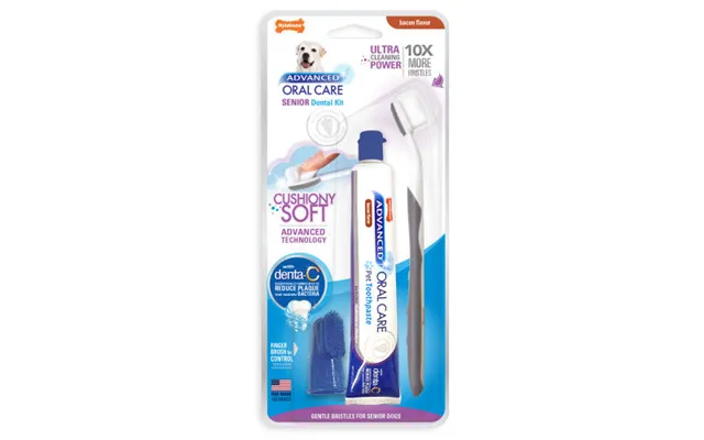 Nylabone - Nylabone Advanced Oral Care Senior Dog Dental Kit With Cushiony Soft-bristle Toothbrush