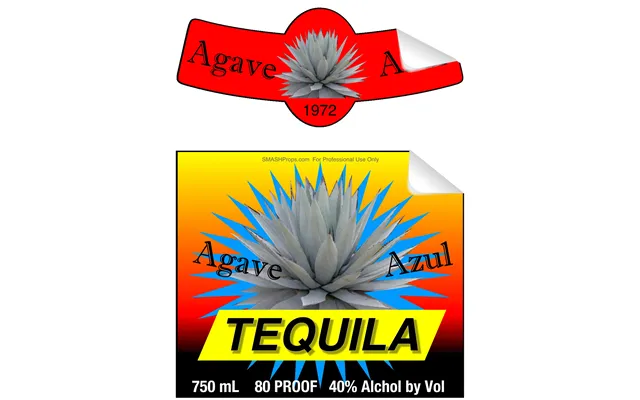 Agave Azul Tequila Single Self Adhesive Label - License And Royalty Free For Film Use