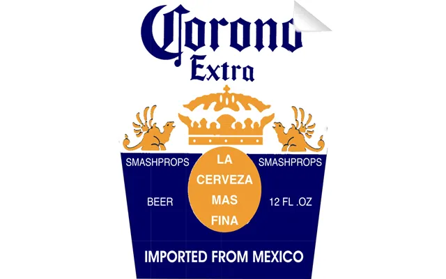 Corono Beer Bottle Single Self Adhesive Label - License And Royalty Free For Film Use