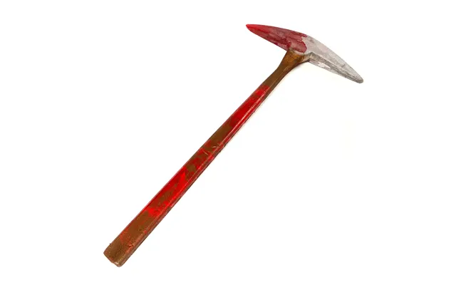 Foam Rubber Hand Pick Axe Stunt Prop - Bloodied Silver Head With Aged Handle