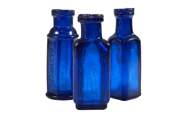 Smashprops Breakaway Mini Poison Bottles Prop Set 3 Pieces - Cobalt Blue Translucent