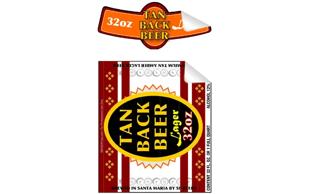 Tan Back Beer Single Self Adhesive Label - License And Royalty Free For Film Use