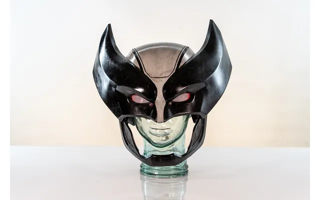Wolverine Inspired Cosplay Or Display Helmet - Black And Gray With Red Lights