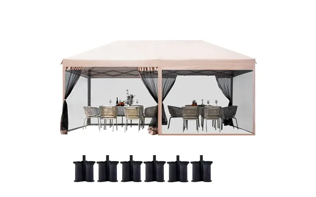 10' X 20' Pop Up Canopy With Screen - Beige