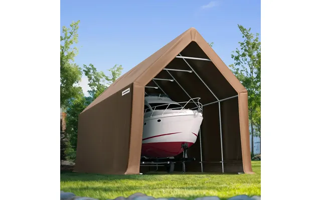 13' X 20' X 12' Heavy Duty Peak Portable Storage Shed - Brown