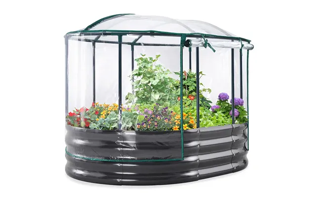 4' X 3' X 1' Oval Galvanized Raised Garden Bed With Cover - Clear