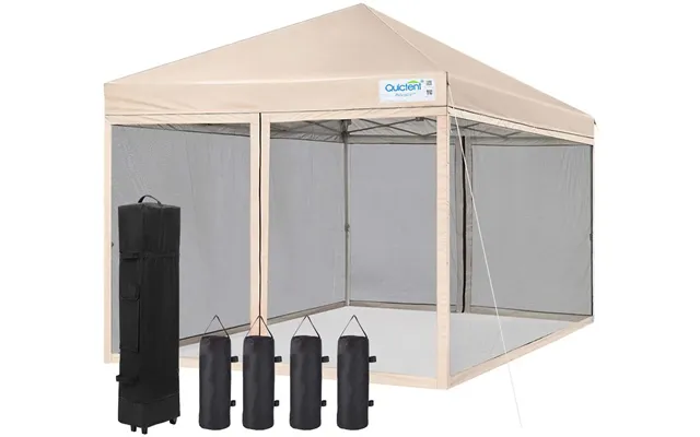 8' X 8' Pop Up Canopy With Netting - Tan