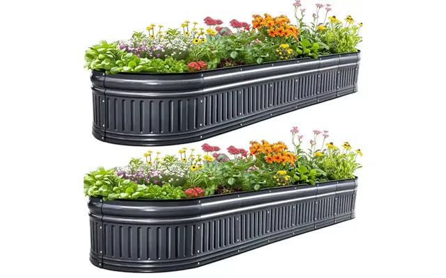 94 X24 X24 Oval Upgraded Raised Garden Bed - Dark Gray