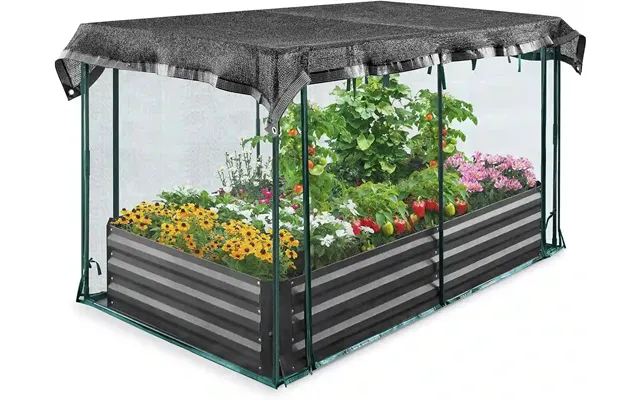Galvanized Raised Garden Bed With Net - 6x3x1ft