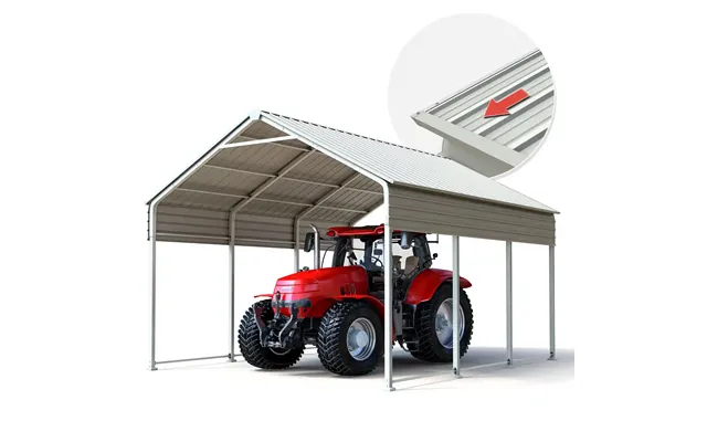 Heavy Duty Metal Carport With Vertical Roof - 10x16ft
