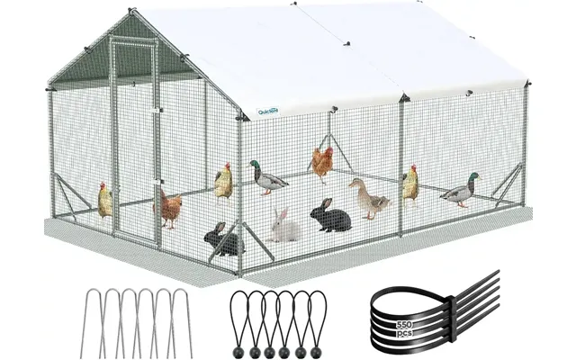 Large Metal Chicken Coop Run - 12x9ft W Extended Wire