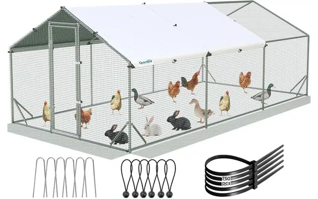 Large Metal Chicken Coop Run - 18x9ft W Extended Wire