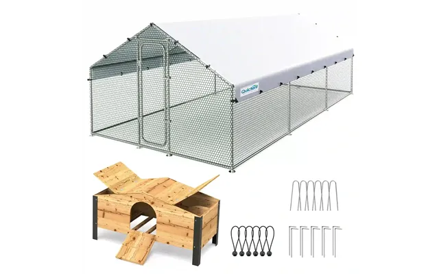 Large Metal Chicken Coop Run - 18x9ft Wiremesh-with Nestbox