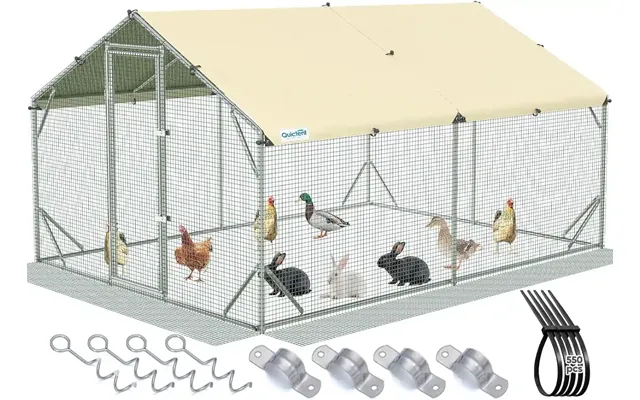 Large Walk-in Chicken Coop Run - 12x9ft W Extended Wire