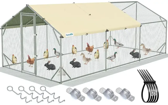 Large Walk-in Chicken Coop Run - 18x9ft W Extended Wire