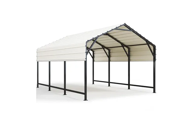 Metal Roof Heavy Duty Car Canopy Black & White - 10x15ft