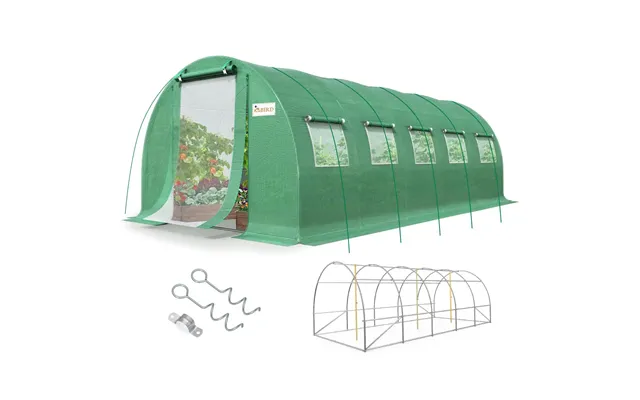 Premium Heavy Duty Large Walk-in Greenhouse - 25ft-green