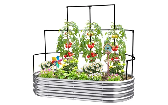 Raised Garden Bed With Wall Trellis - 6x3x1ft Silver