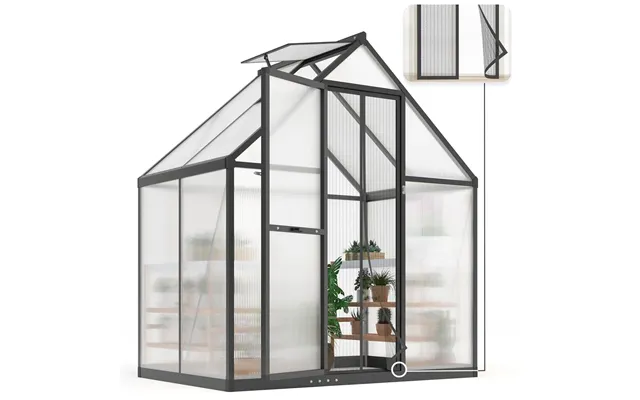 Walk-in Polycarbonate Greenhouse - 3.7x5.6x6.4ft-black