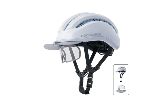 Bike Cycling Helmet With Magnetic Visor - Light White Grey Glasses