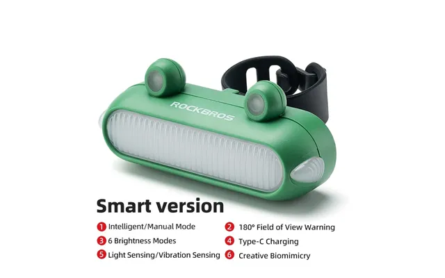 Frog Tail Light Usb 6 Modes Brake Light - Green-upgraded Version