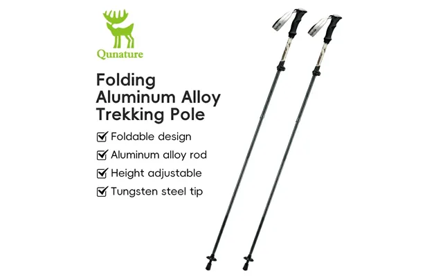 Qunature Foldable Lightweight Aluminum Trekking Pole With Adjustable Height And Grip - Brown*2
